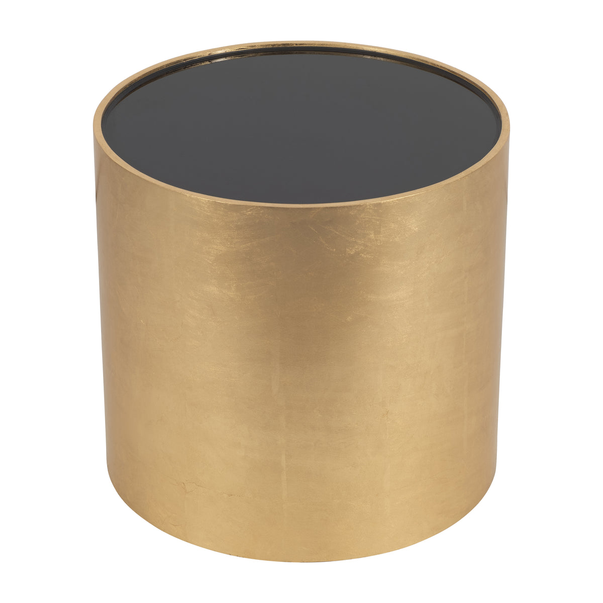 Kinyon Black/Gold Wood Glass Side Table