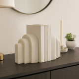 Mount Hermon White Marble Layered Arches Bookends (Set of 2)