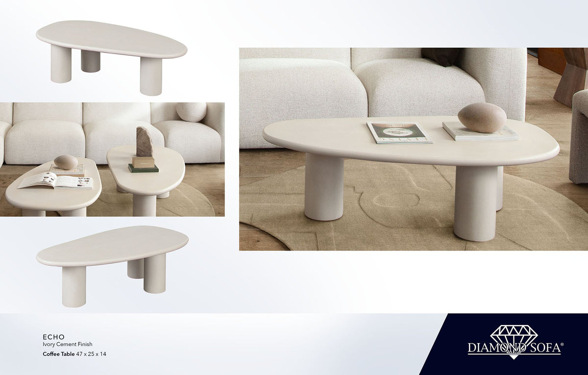 Echo Ivory Cement Coffee Table - Ornate Home