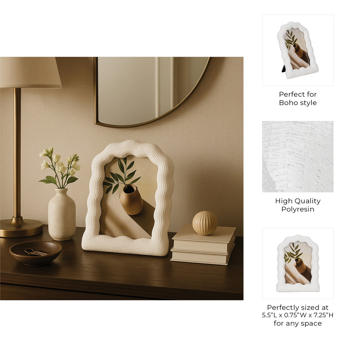 Newhall White 4x6 Wavy Arch Photo Frame