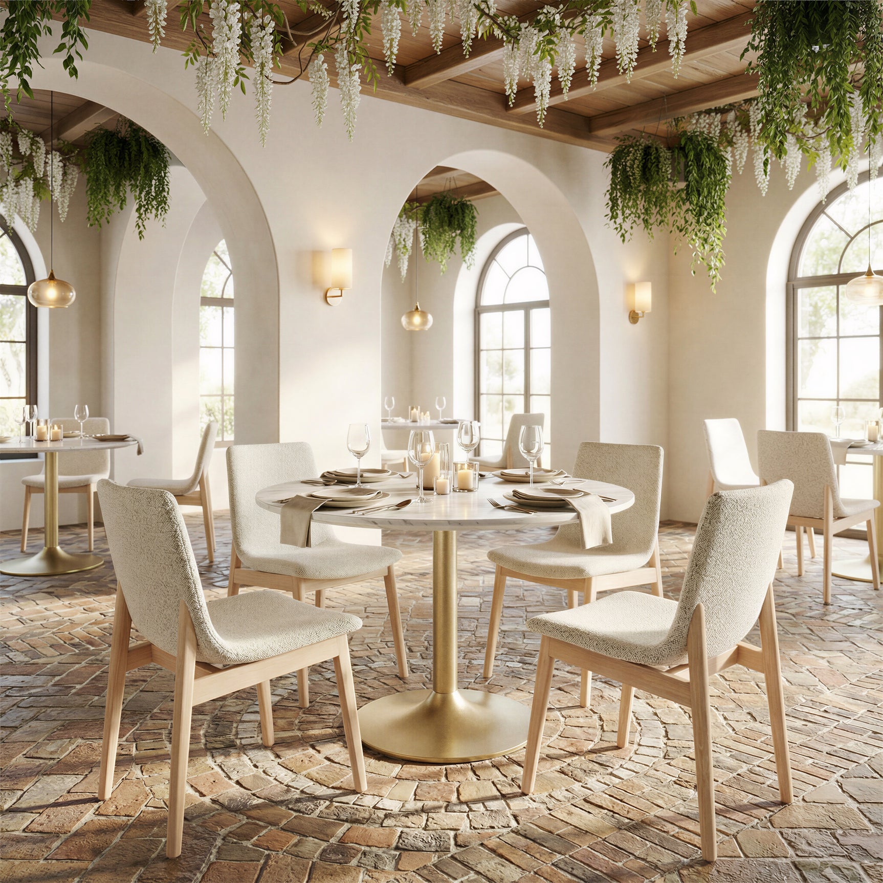 Ithaca White & Gold Dining Table