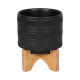 Cowell Black Ceramic Tribal Planter with Stand