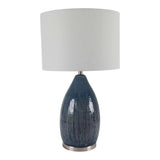 Hatch Blue/Gray Ceramic Table Lamp with Cylinder Linen Lampshade