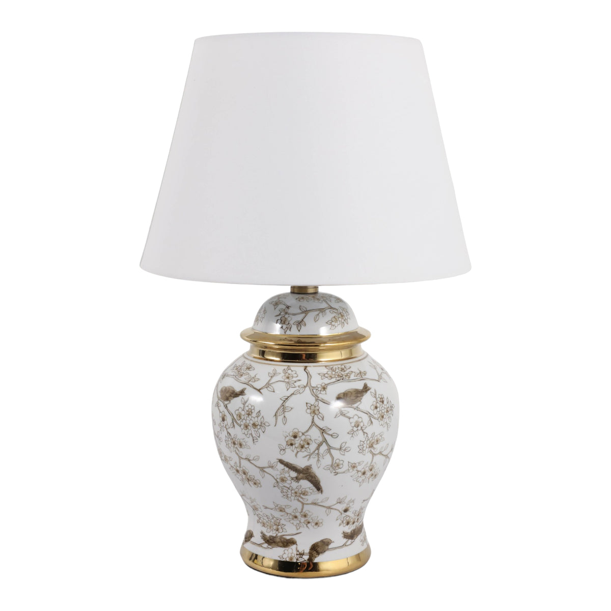 Spencerport White/Brown/Gold Lamp