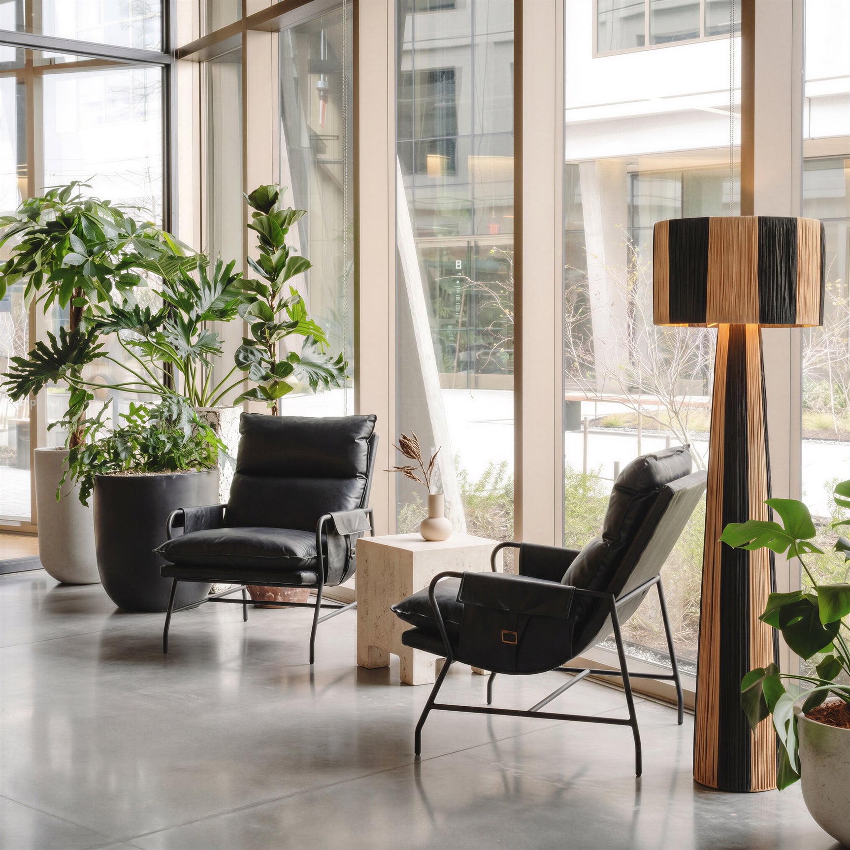 Gala Black & Natural Floor Lamp