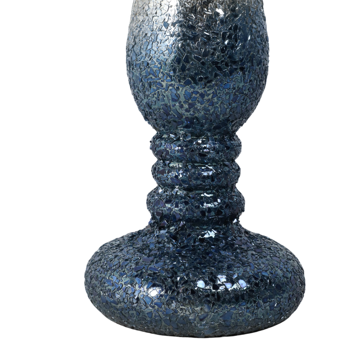 Woodman Silver/Blue Crackle Candle Holder