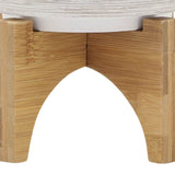 Erickson Gray Ceramic Planter on Wooden Stand