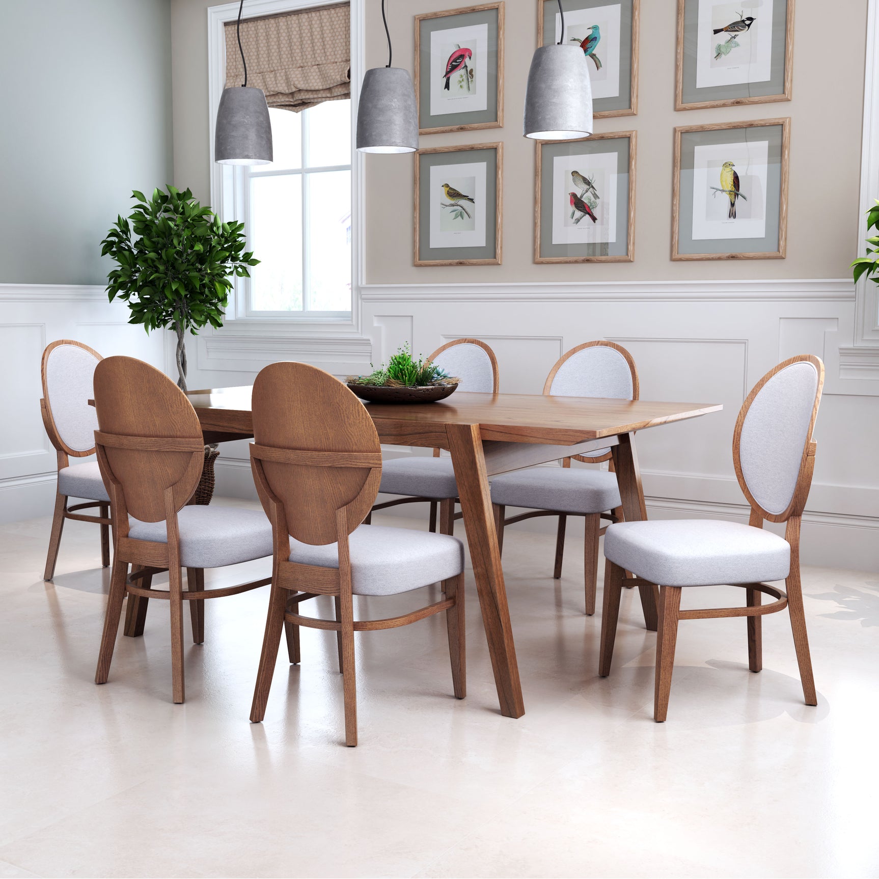 Regents Walnut & Light Gray Dining Chair (Set of 2)