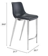 Magnus Black & Silver Counter Stool (Set of 2)