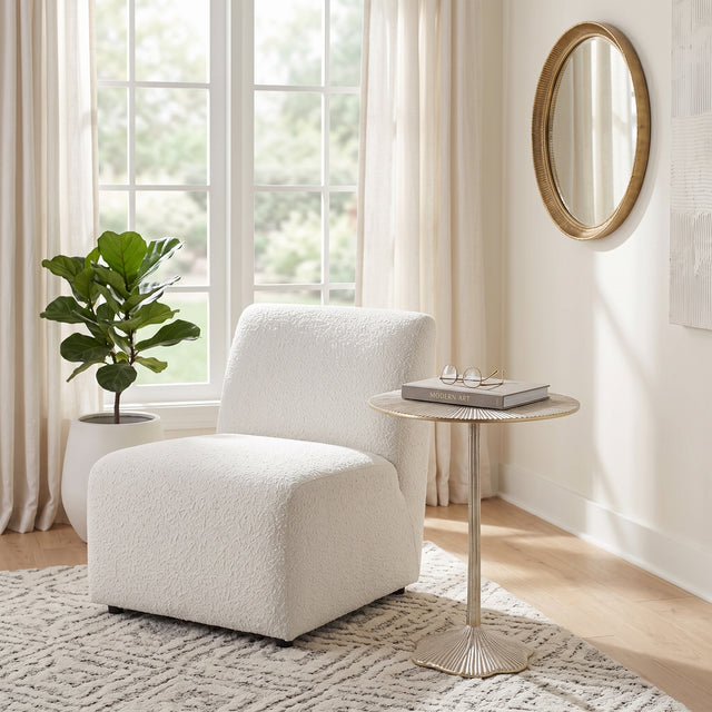 Bostonia Gold/White Etched Metal Coastal Side Table