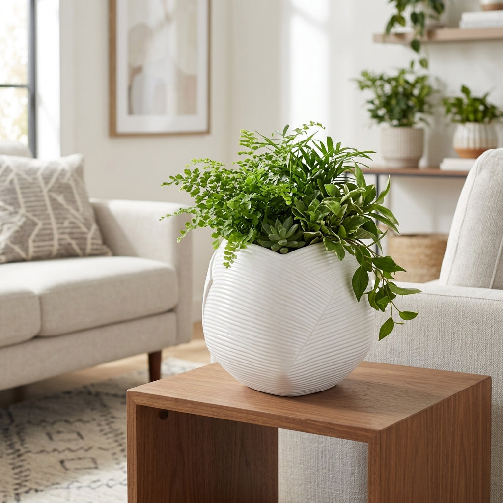 Linda White Abstract Planter
