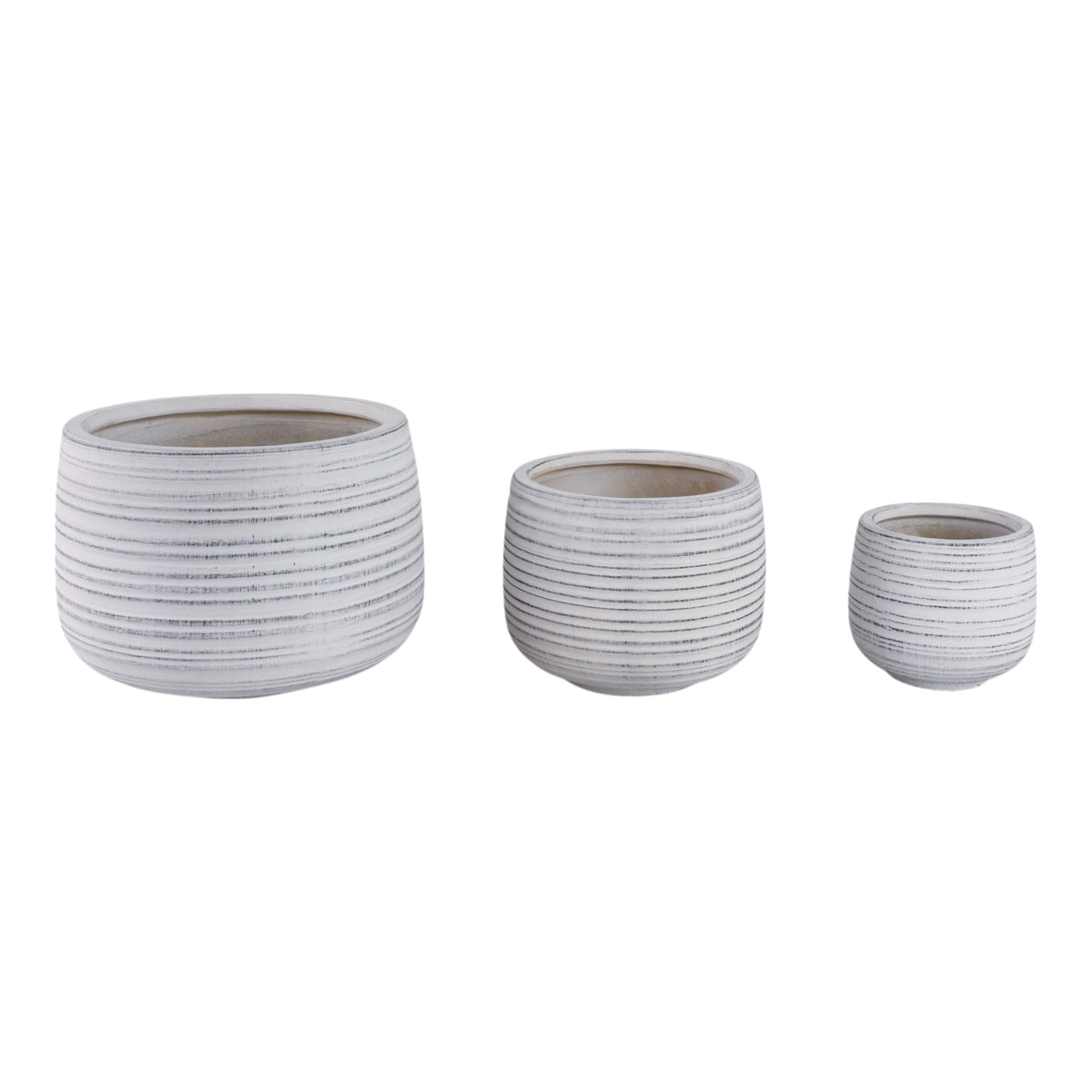 Raymondhaven White Ribbed Planters (Set of 3)