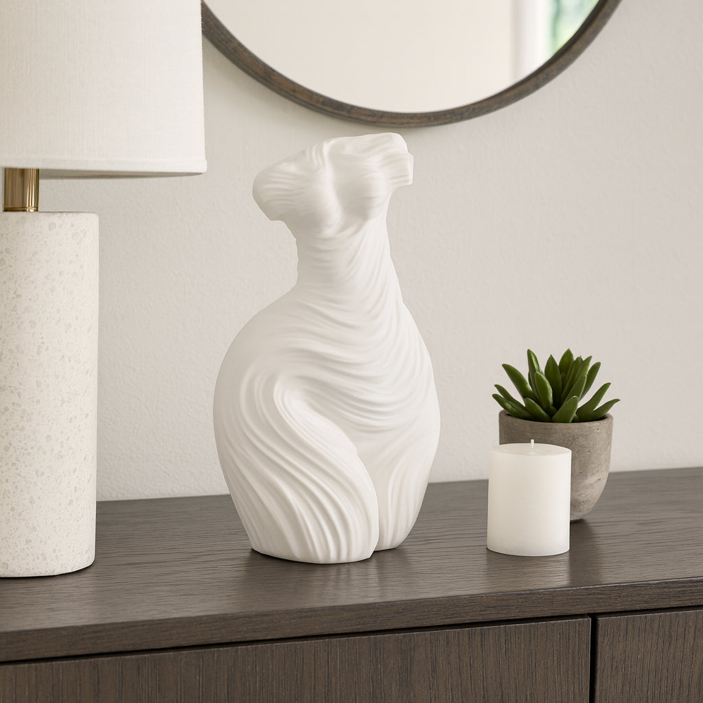 Riverkern White Small Curvy Ribbed Sculpture