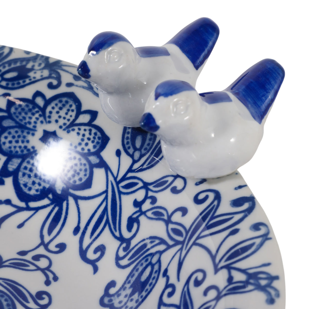 Foleymill Blue/White Floral Chinoiserie Bird Bath Birding