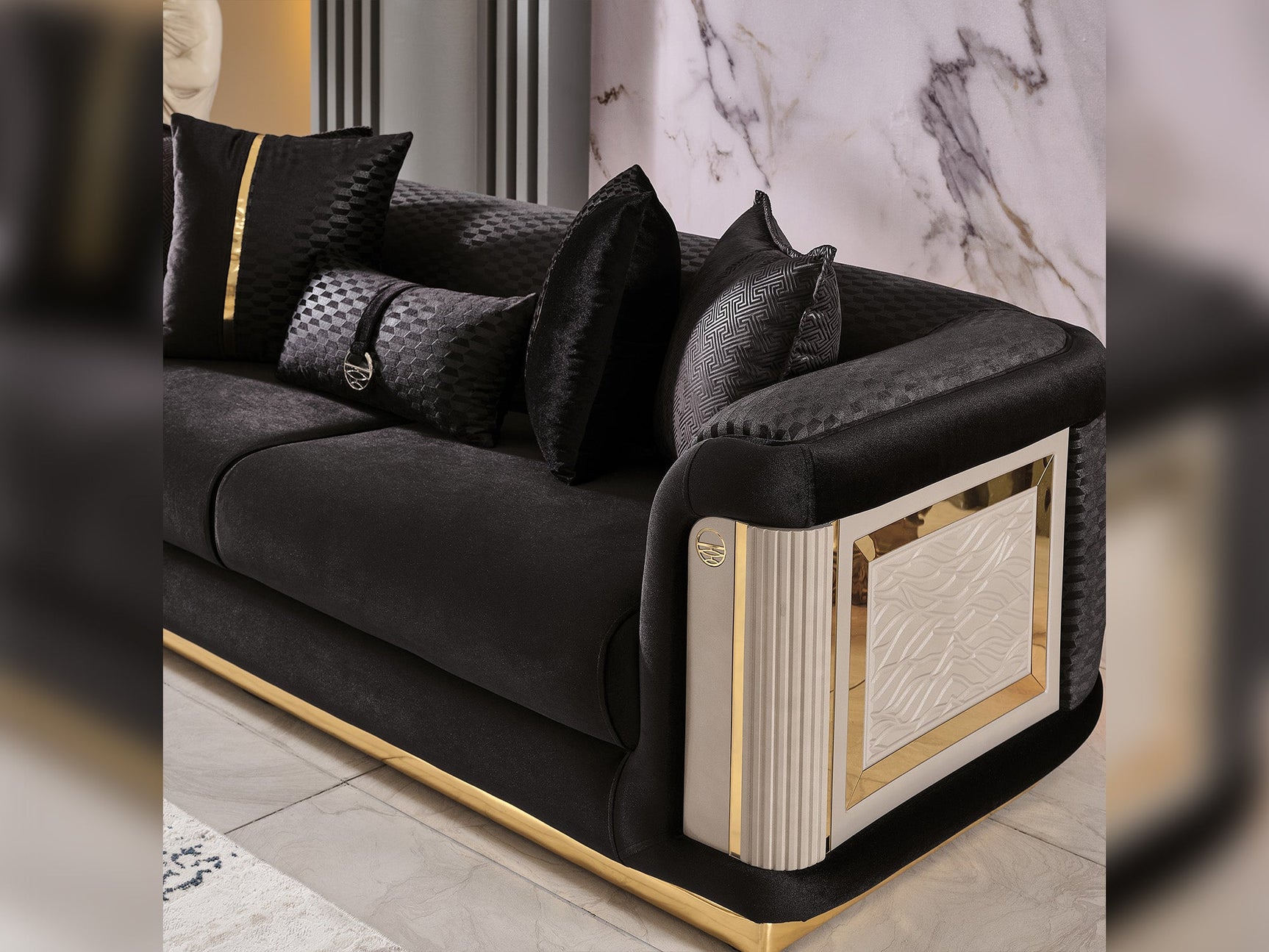Elegance Black 3-pieces (Sofa & Loveseat & Chair) Living Room Set