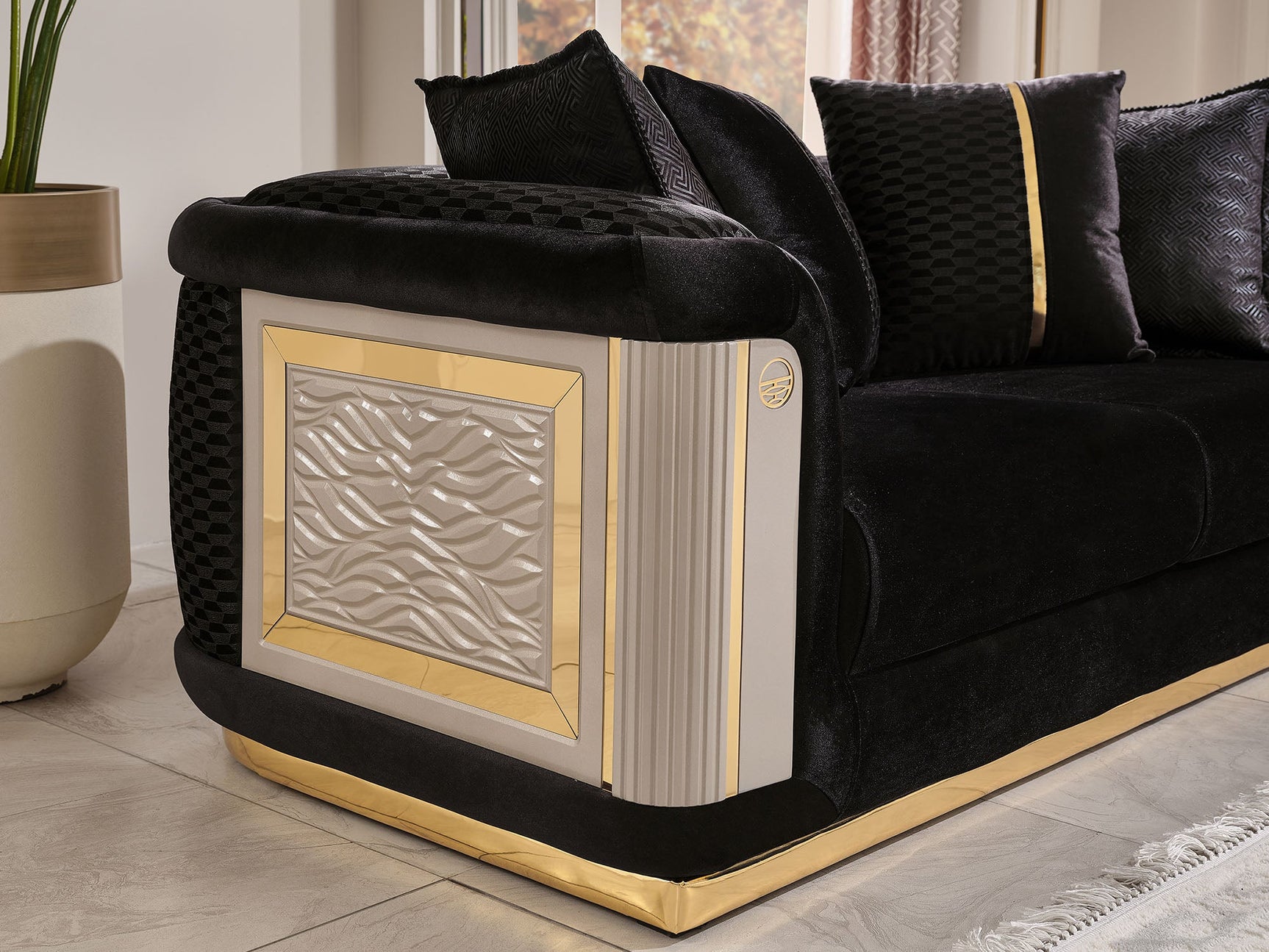 Elegance Black 3-pieces (Sofa & Loveseat & Chair) Living Room Set