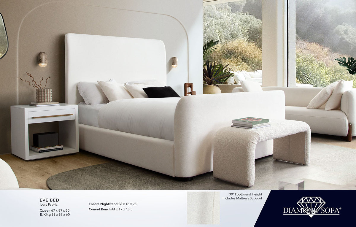 Eve Ivory Fabric Bed - Ornate Home