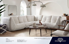 Ezra Cream Fabric 5-Pc Sectional 122" x 122" - Ornate Home