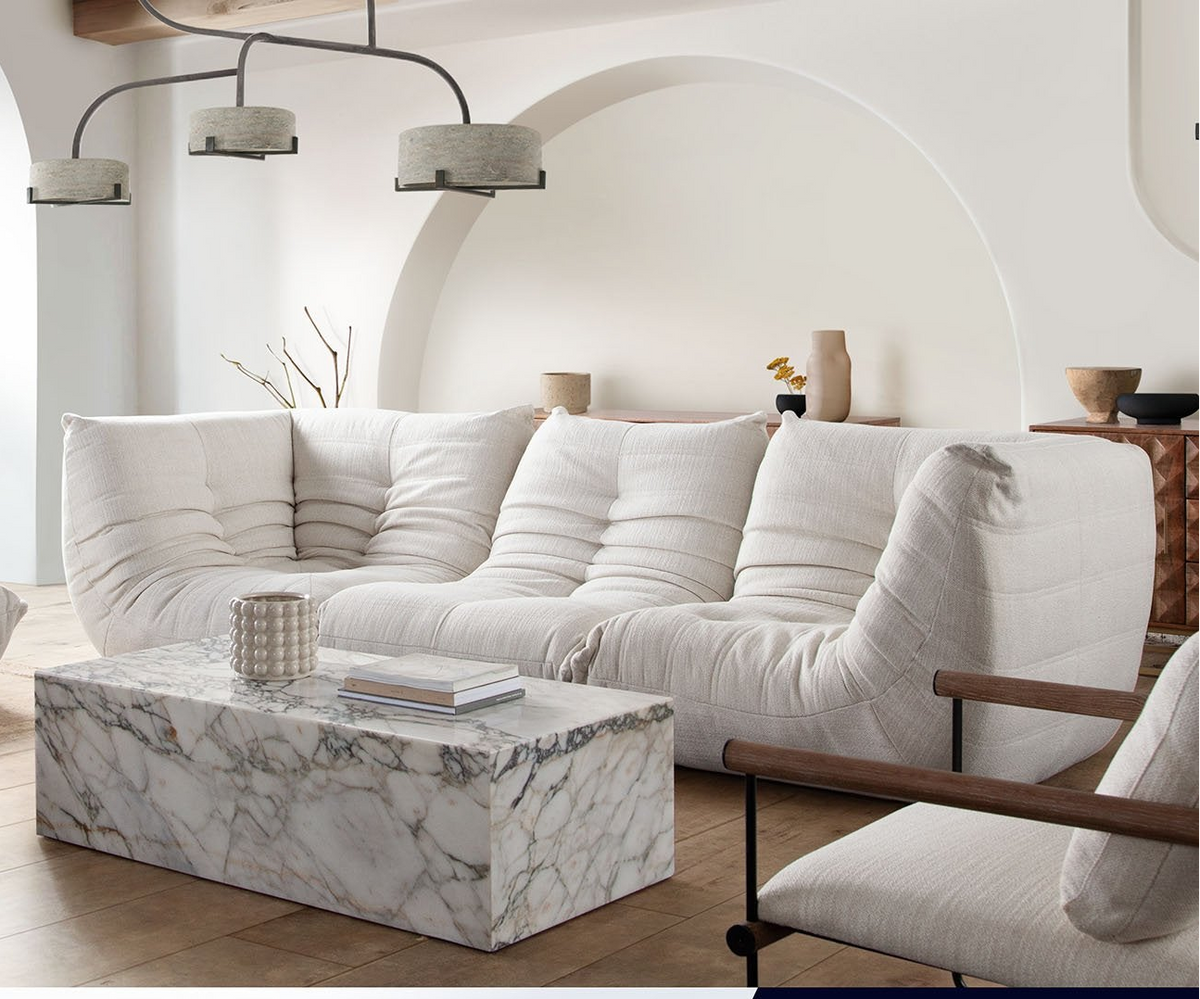 Ezra Cream Fabric 3-Pc Sectional