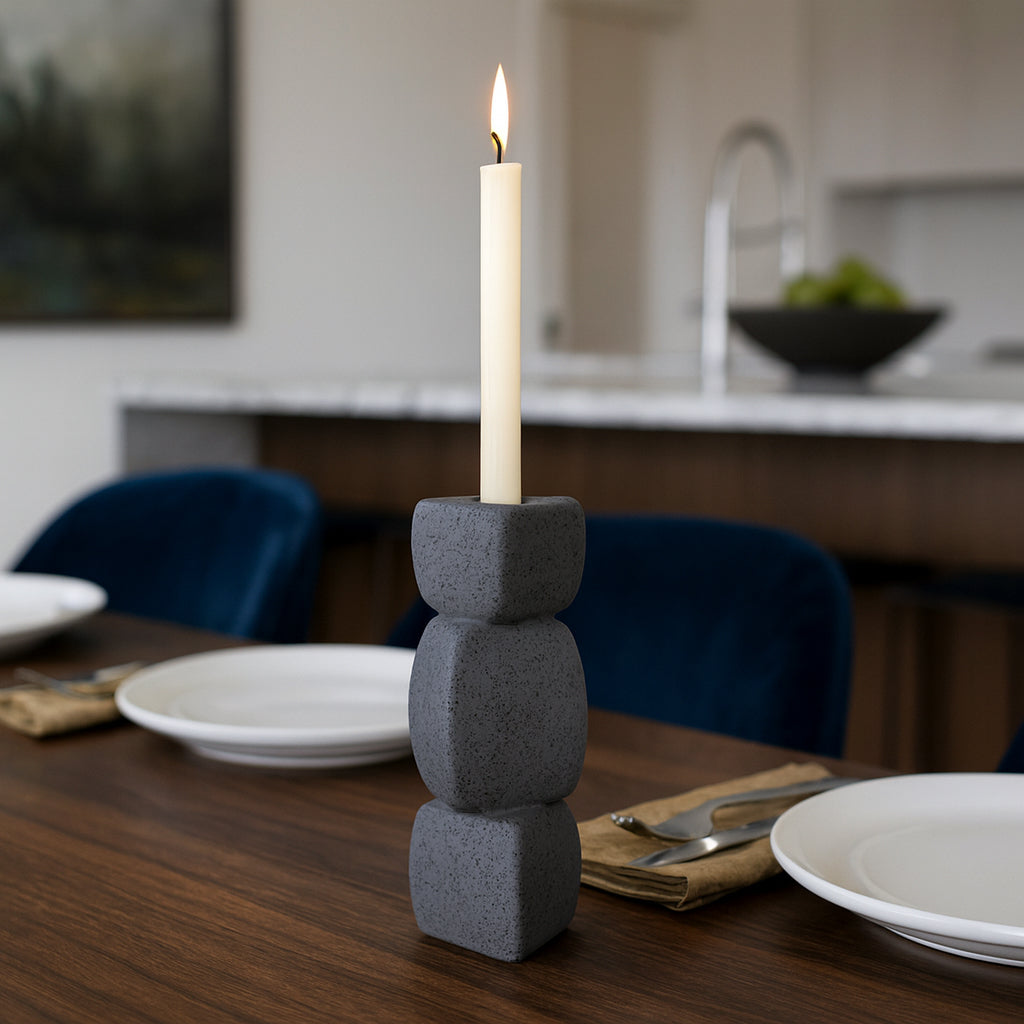 Ennisvale Black Sand Glaze Stacked Objects Taper Holder