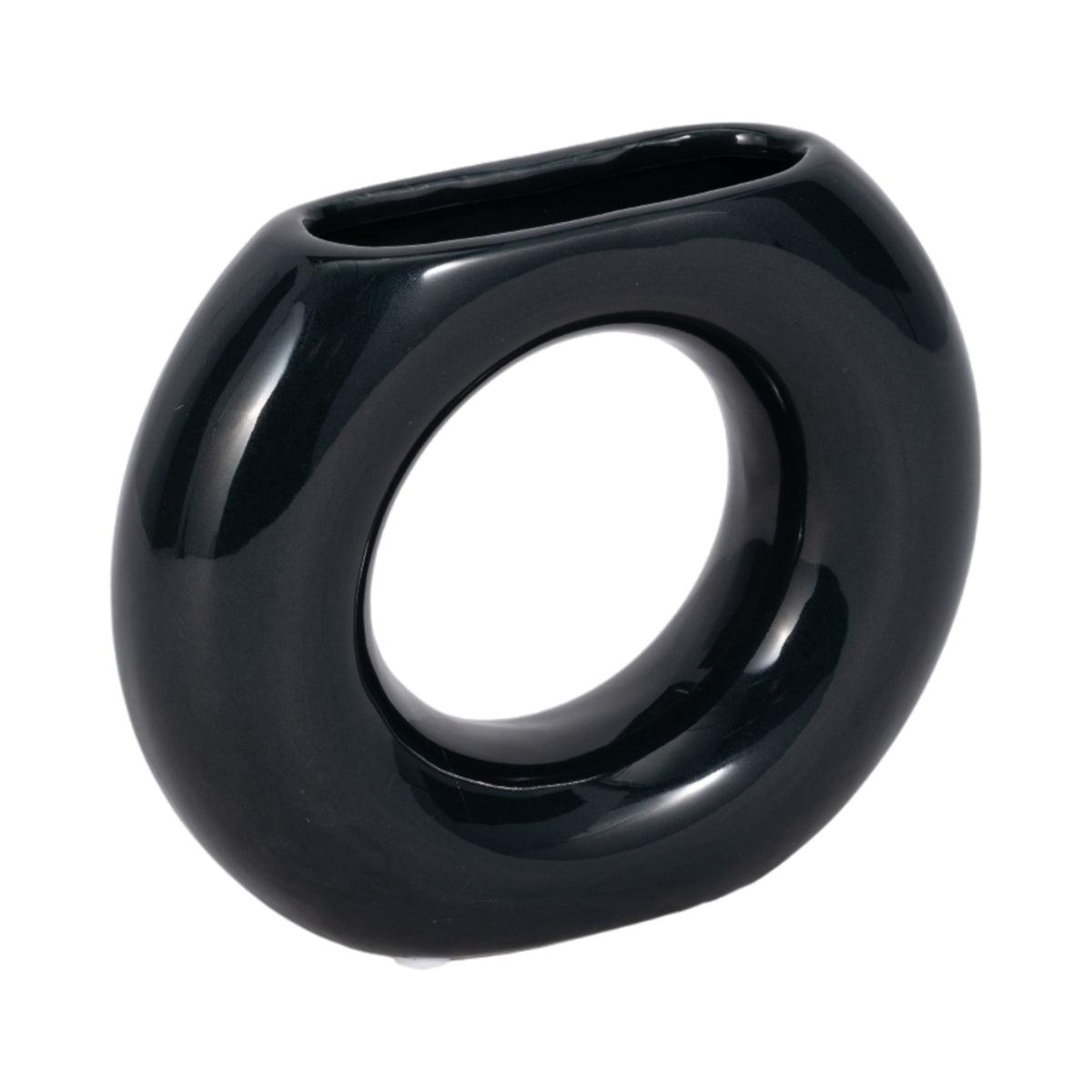 Calville Navy Ceramic Donut Vase