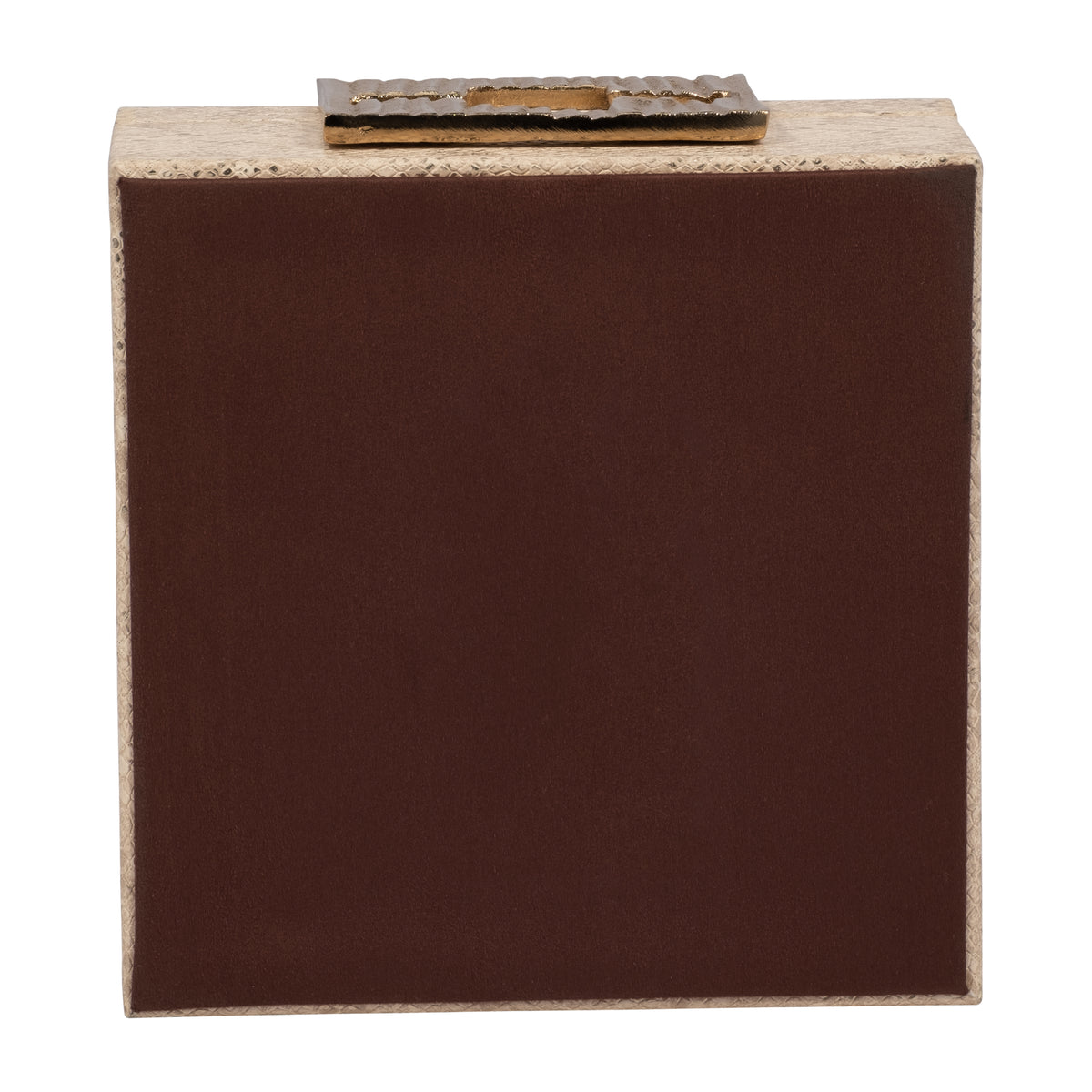 El Sueno Nude Faux Leather Square Metallic Box
