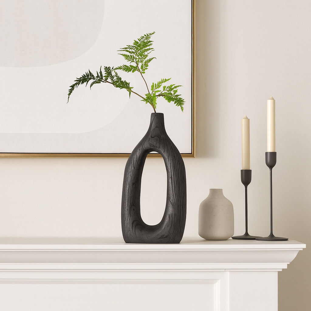 Independence Black Wood Cut-Out Vase - 17376-02EC