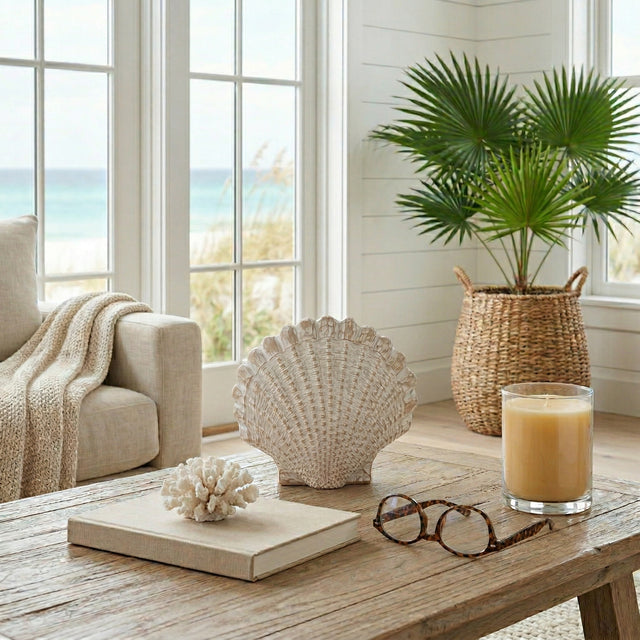 Essexrun White Sea Scallop Shell Woven Pattern