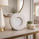 Cordova White/Black Round Marble Frame with Inlay