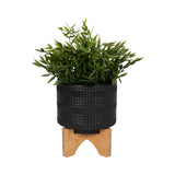 Cowell Black Ceramic Tribal Planter with Stand