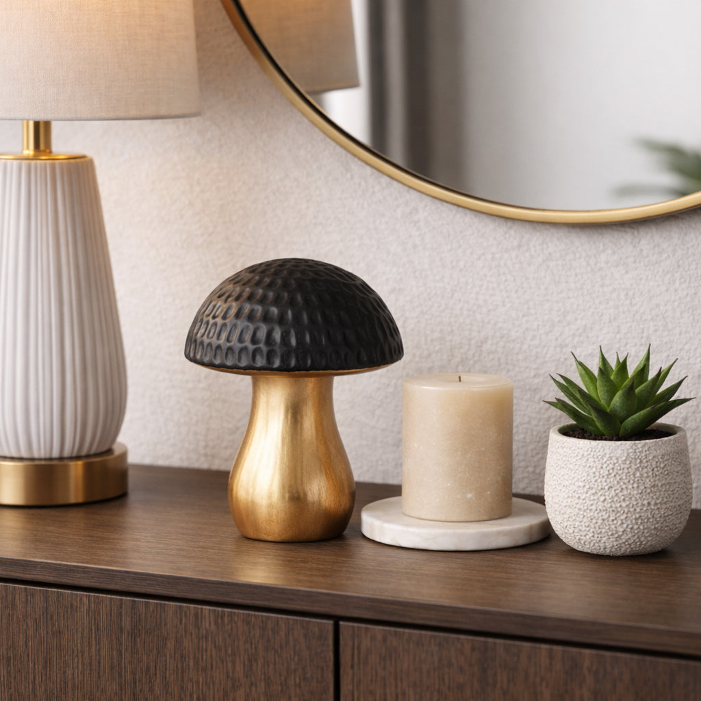 Rossi Black/Gold Hammered Top Mushroom