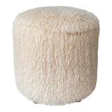 Sullivan Ivory Shaggy Faux Hair Footed Ottoman