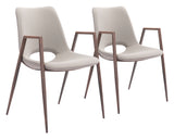 Desi Beige & Walnut Dining Chair (Set of 2)