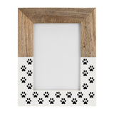 Mabie White/Brown Wood 5x7 Dog-Paws Photo Frame