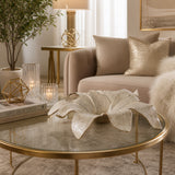 Valencia Ivory/Gold Blooming Flower Metal Bowl