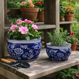 Henleydale Blue/White Large Planters (Set of 2)