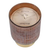 Pine Wood Amber/Gold Jasmine Etched Candle with Base