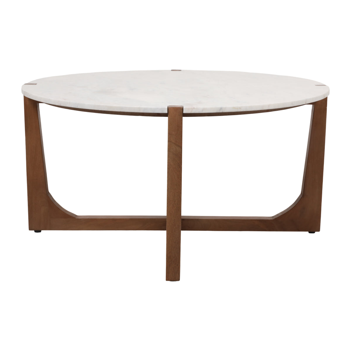 Keystone White/Brown Modern Coffee Table with Marble Top
