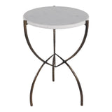 Gorman White/Bronze Accent Table with Curved Legs and Marble