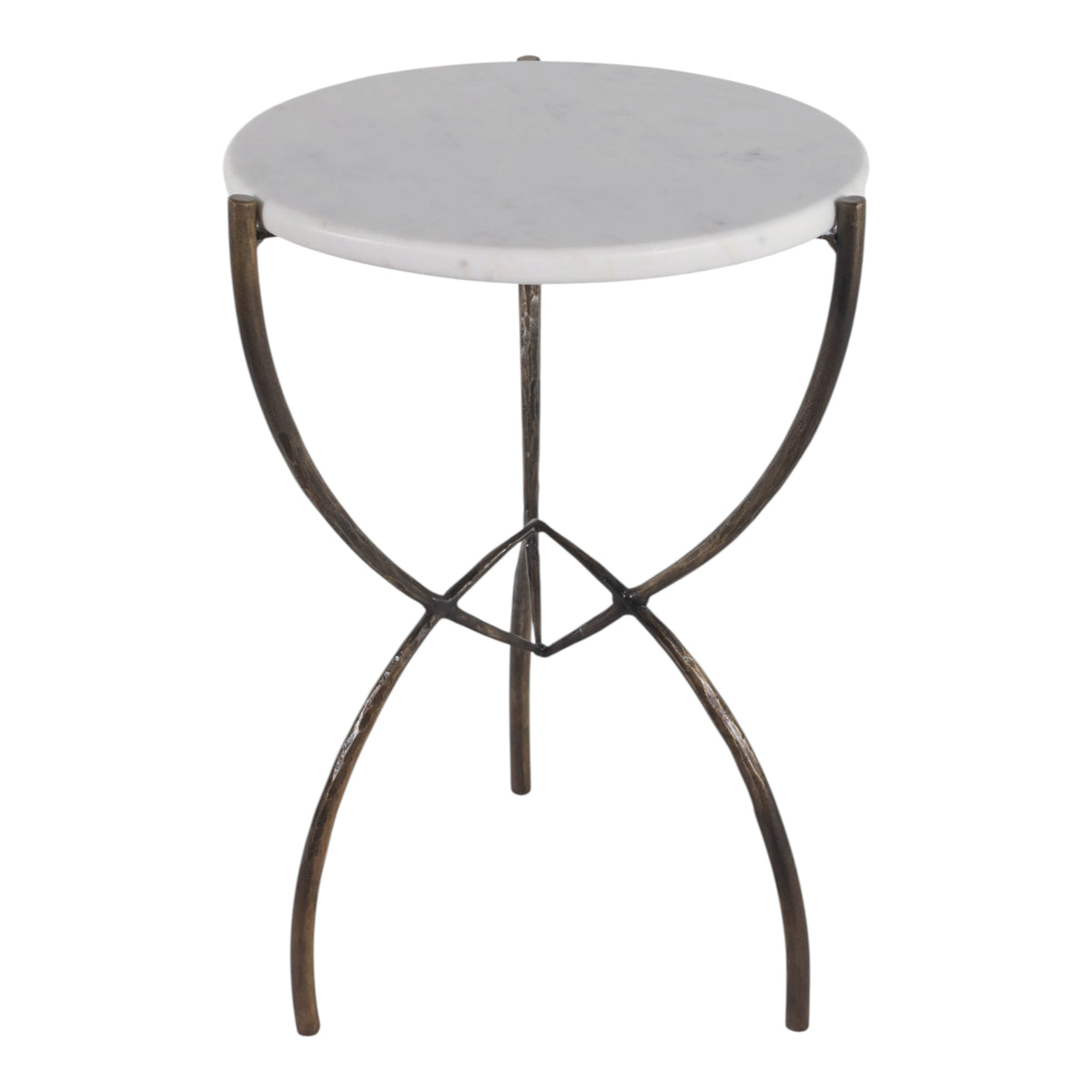 Gorman White/Bronze Accent Table with Curved Legs and Marble