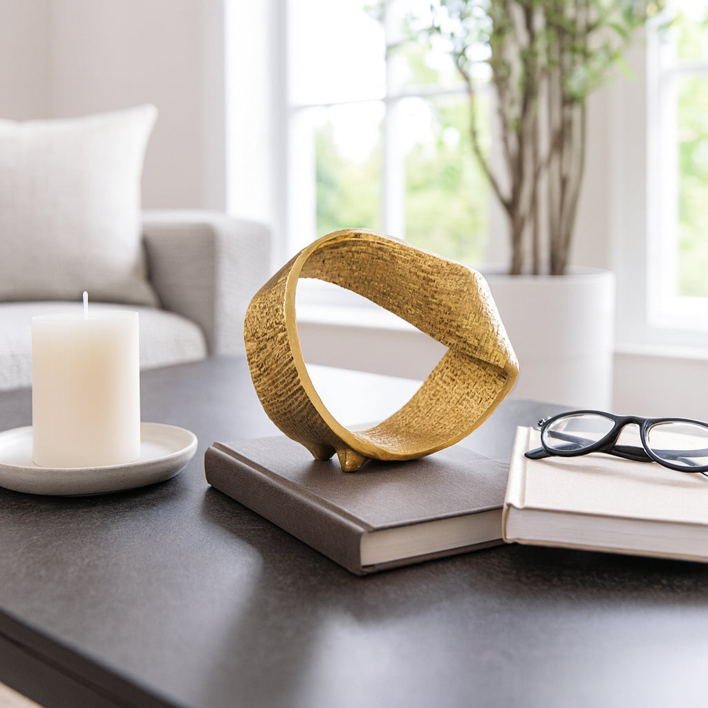 Venado Gold Metal Twisted Hammered Ring