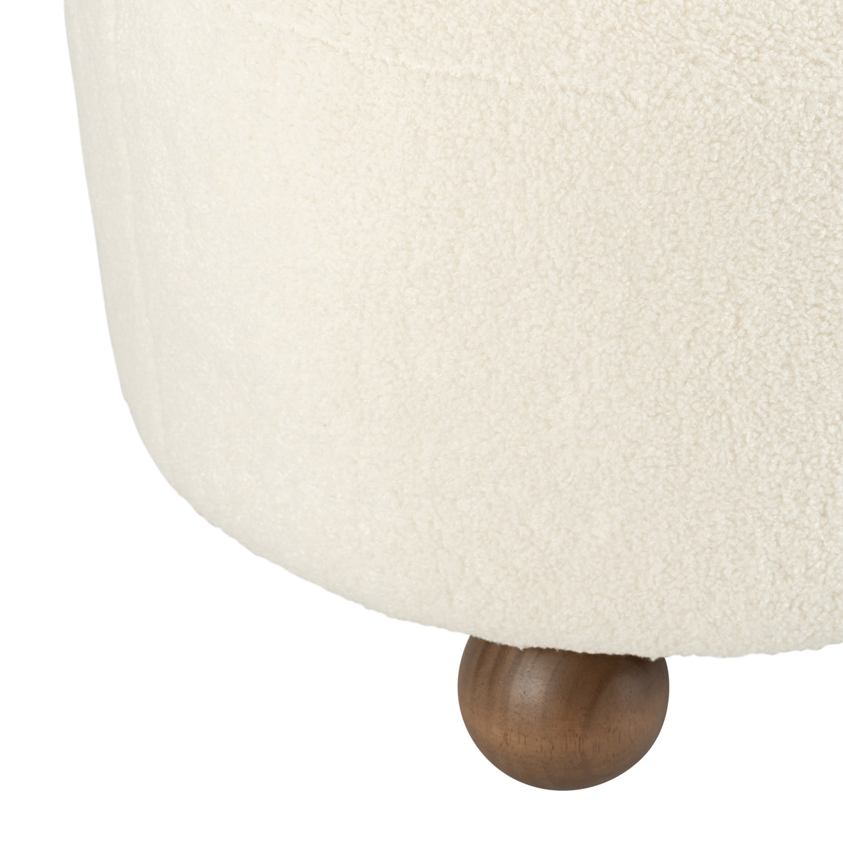 Conant Beige Round Ottoman with Ball Feet
