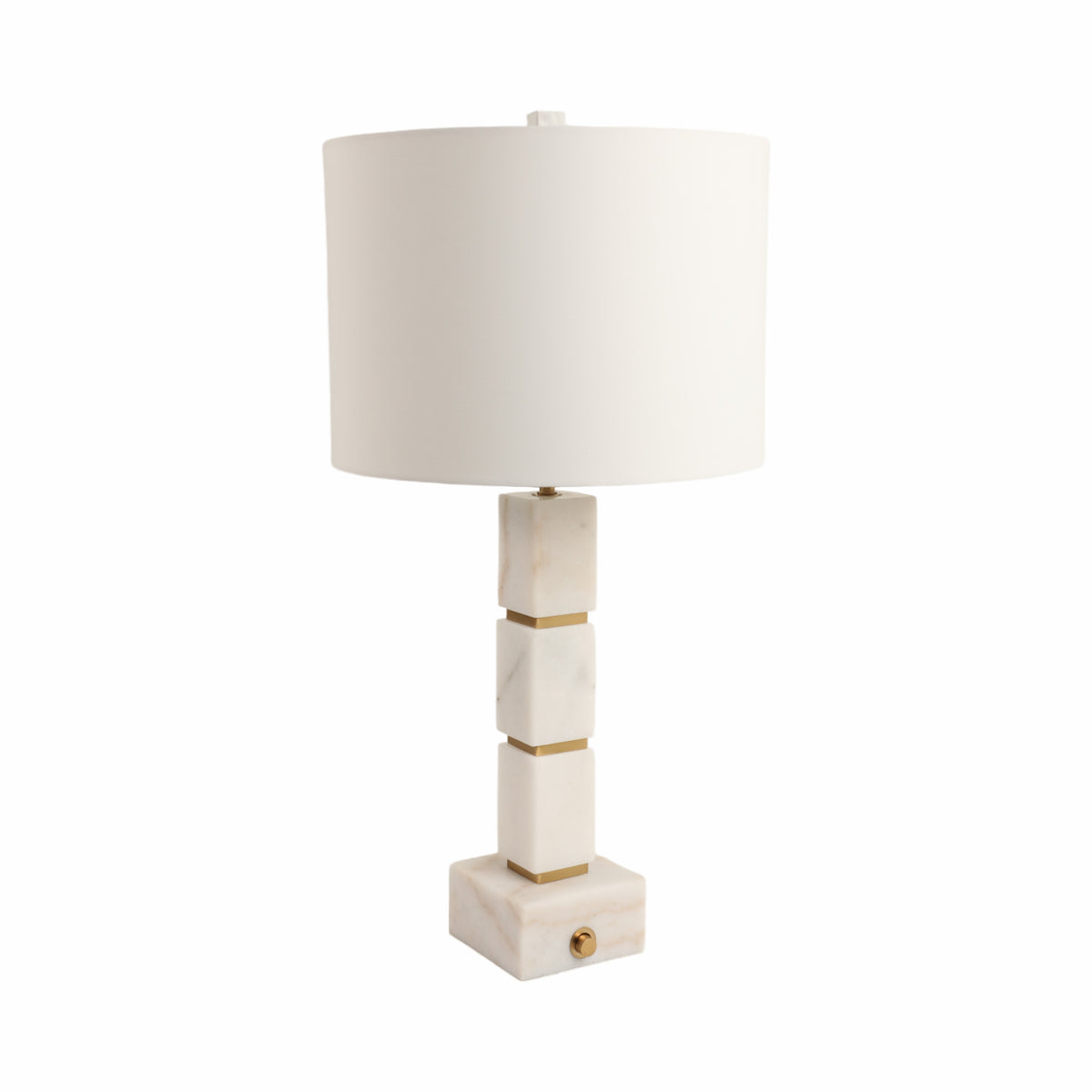 Tiptonport White/Beige Stacked Marble Cubes Lamp with Base Switch