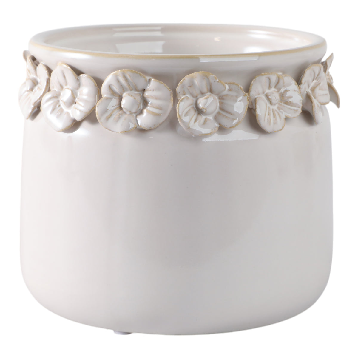 Crosbygrove Ivory Floral Applique Planter