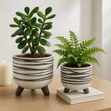 Montara White Ceramic Footed Planters (Set of 2)