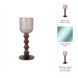Sloat Blush Small Glass Wooden Base Hurricane