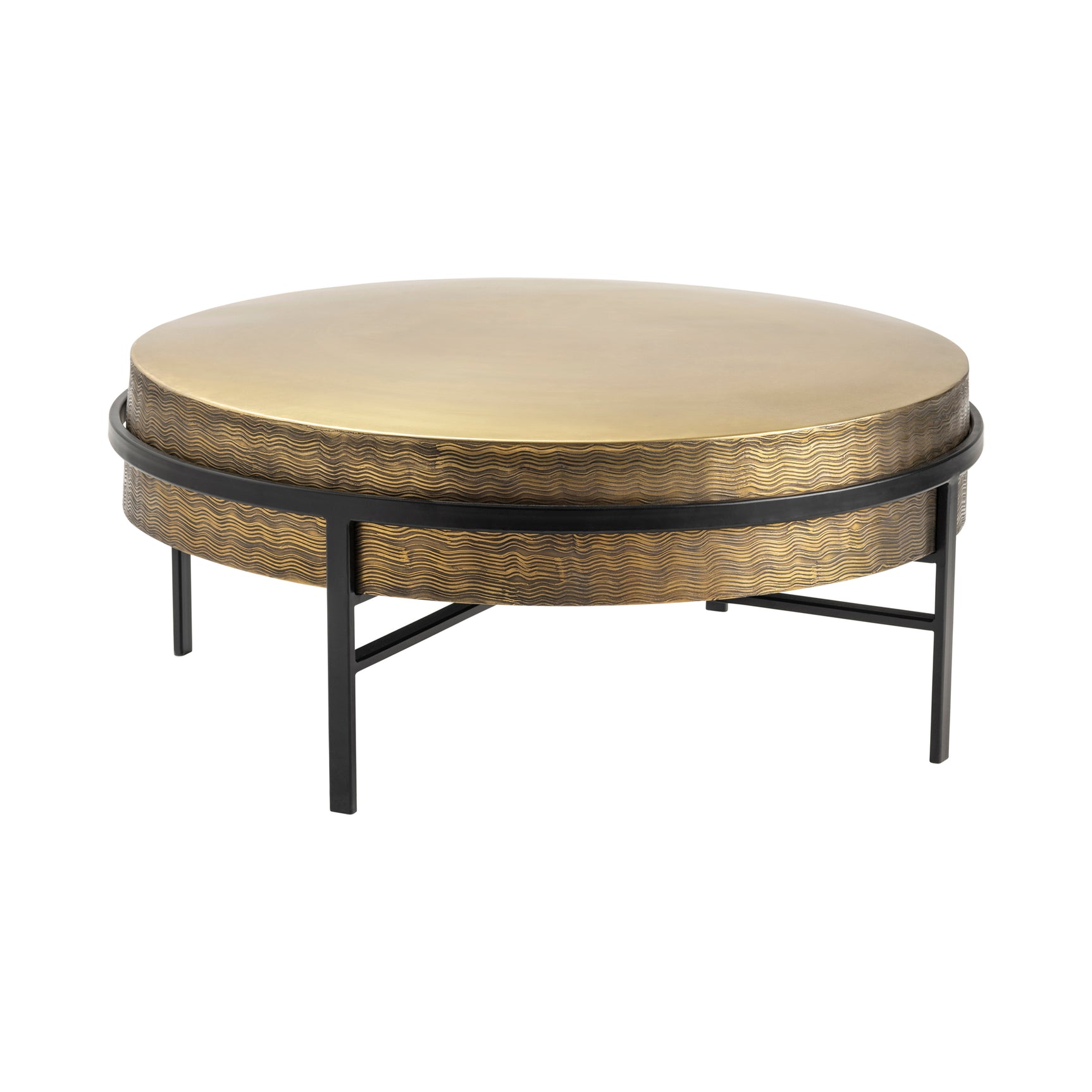 Hudson Gold/Black Textured Brass Cocktail Table