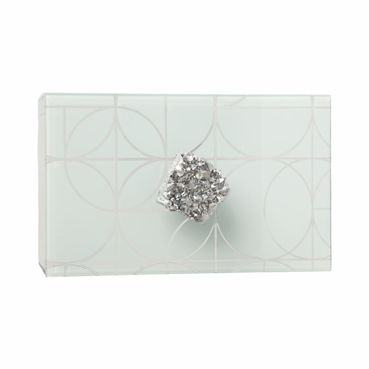 Pollock Silver Sparkly Geo Glass Box with Stone Top