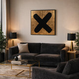 Wilmington Gold/Black Hand Painted Kisses X Framed Wall Art