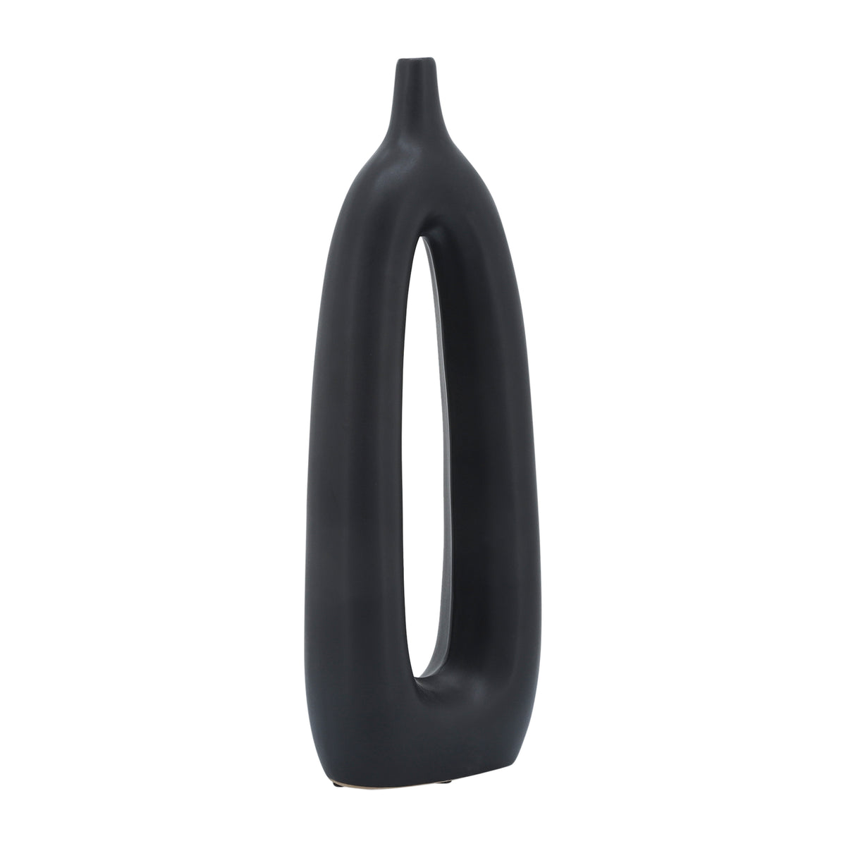 Edna Black Ceramic Open Cut-Out Vase